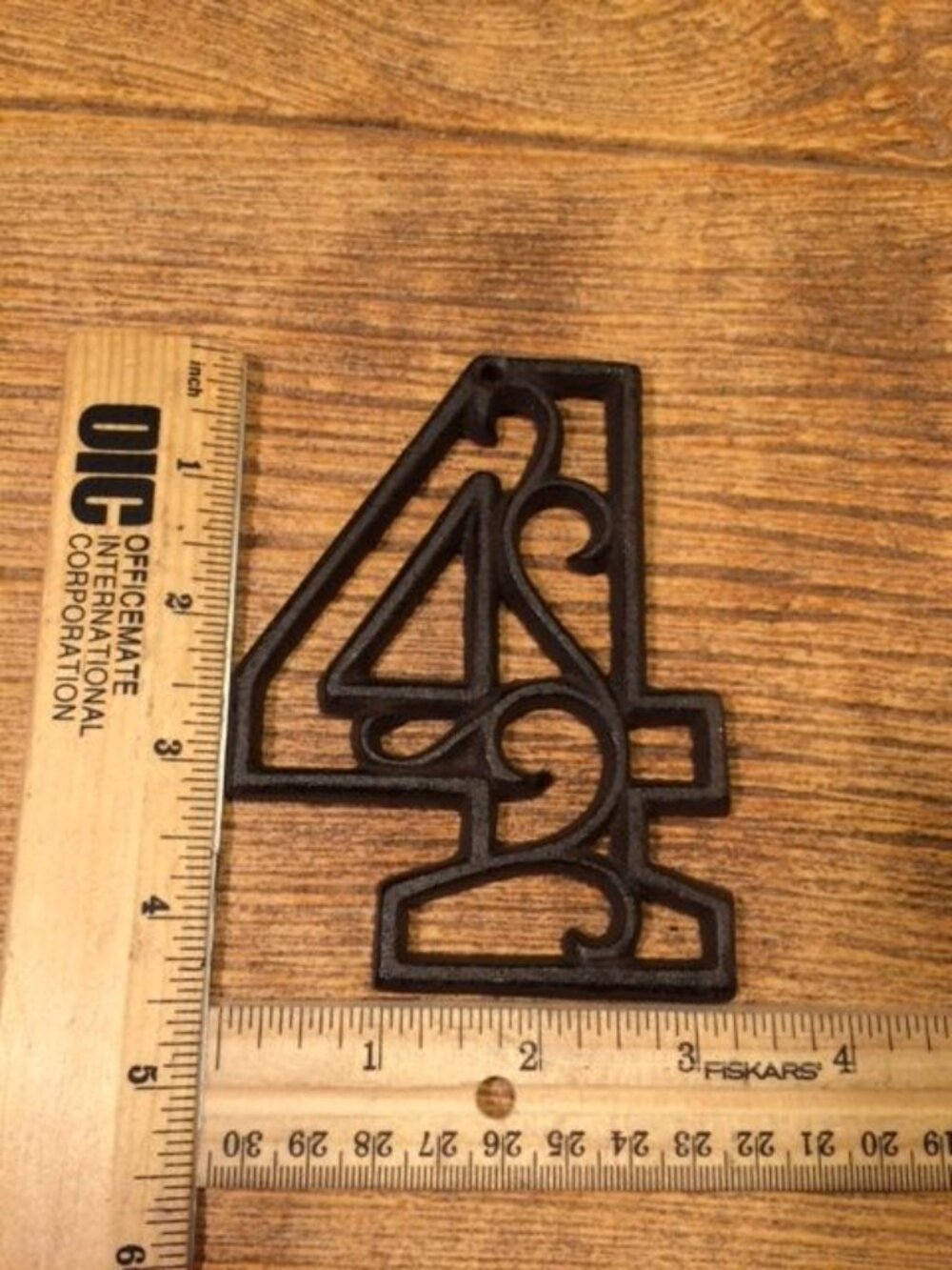 "4" (Four) House Address Number Ornate Cast Iron Filigree 4 5/8" tall 0558-4